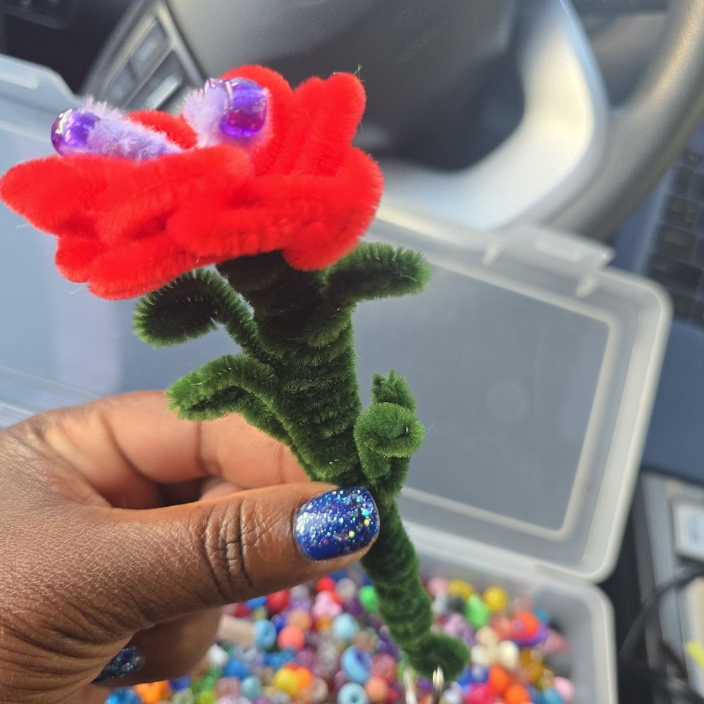 Pipe Cleaner Flower Key Chain